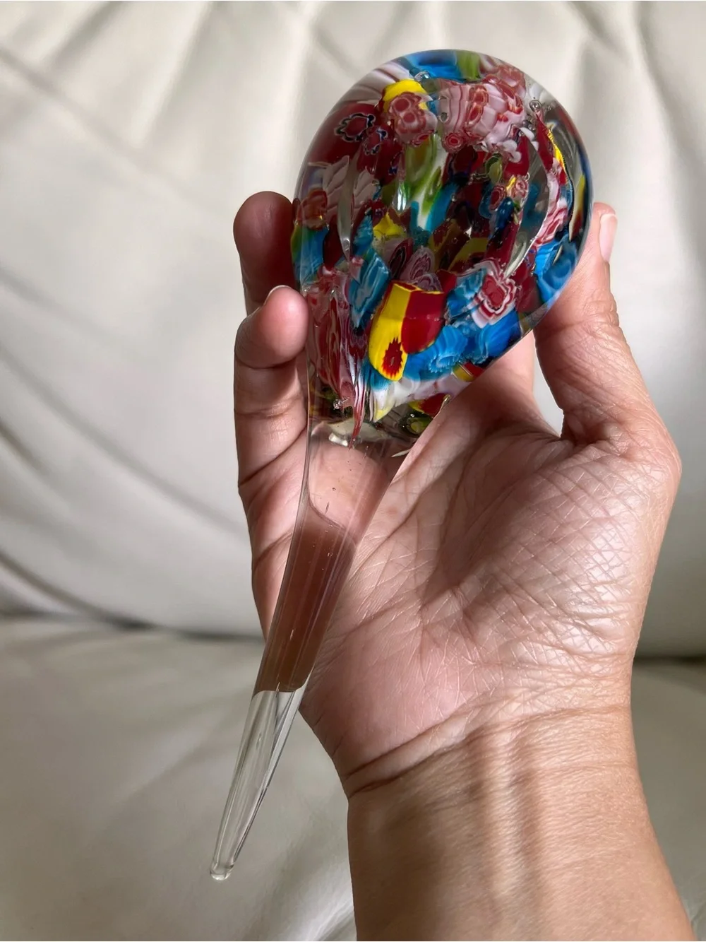Murano Style Art Glass Bird Figurine Paperweight Colorful Millefiori
